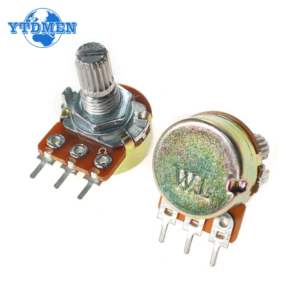 5/10 Uds WH148 potenciómetro 15mm 3Pin cono lineal giratorio 1K 2K 5K 10K 20K 50K 100K 250K 500K 1M Ohm resistencia Variable