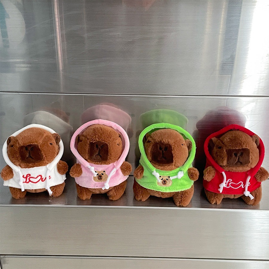LLavero de felpa Kawaii Kapibala, colgante de capybara de dibujos animados, muñeco de peluche, adorno de mesa, colgante de coche, 2 piezas