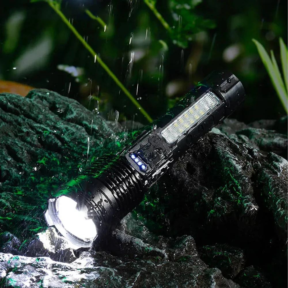 High Power LED Taschenlampe USB Aufladbare Taschenlampe Starke Licht Taschenlampe Long Range Taktische Zoom Lampe Outdoor Camping Laterne