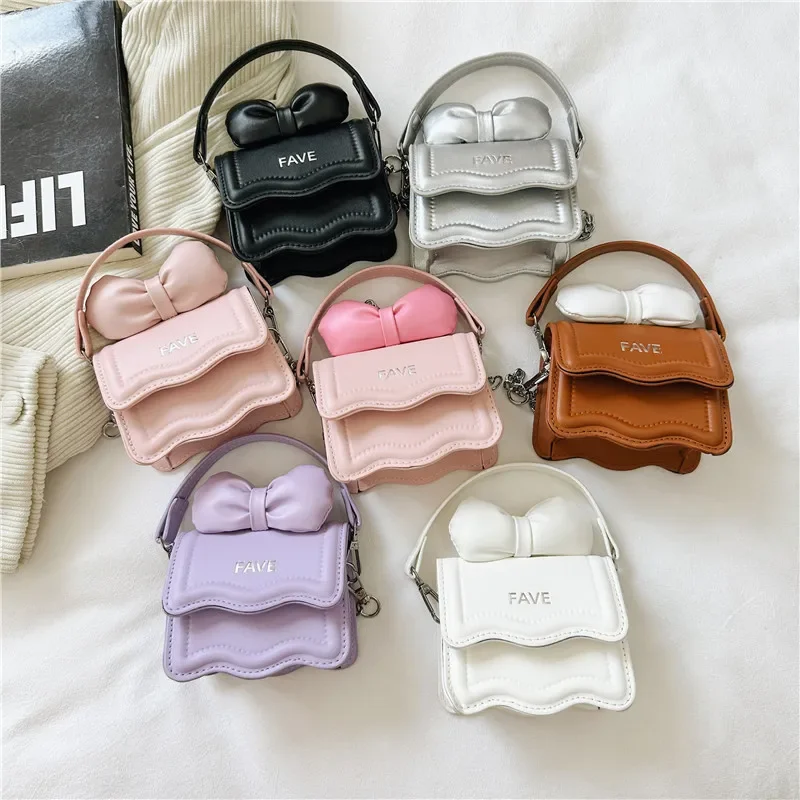 Süße Schleife Kinder kleine quadratische Umhängetaschen schöne Frauen Mädchen Mini Umhängetasche niedliche Prinzessin Münz geldbörse Kette Handtaschen