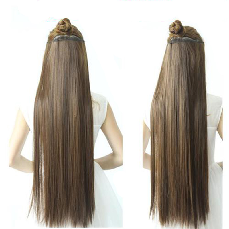 Zolin-クリップ付きの超ロングストレートヘアピース,ナチュラルヘアエクステンション,ブラウンとブラック,5クリップ,32インチ,80cm, 1個