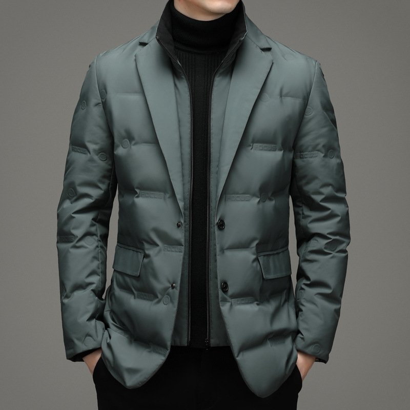 Männer Einfarbig Abnehmbare Stehkragen Langarm Casual Business Trendy Unten Mäntel Winter Neue Mode Anzug Blazer Kleidung