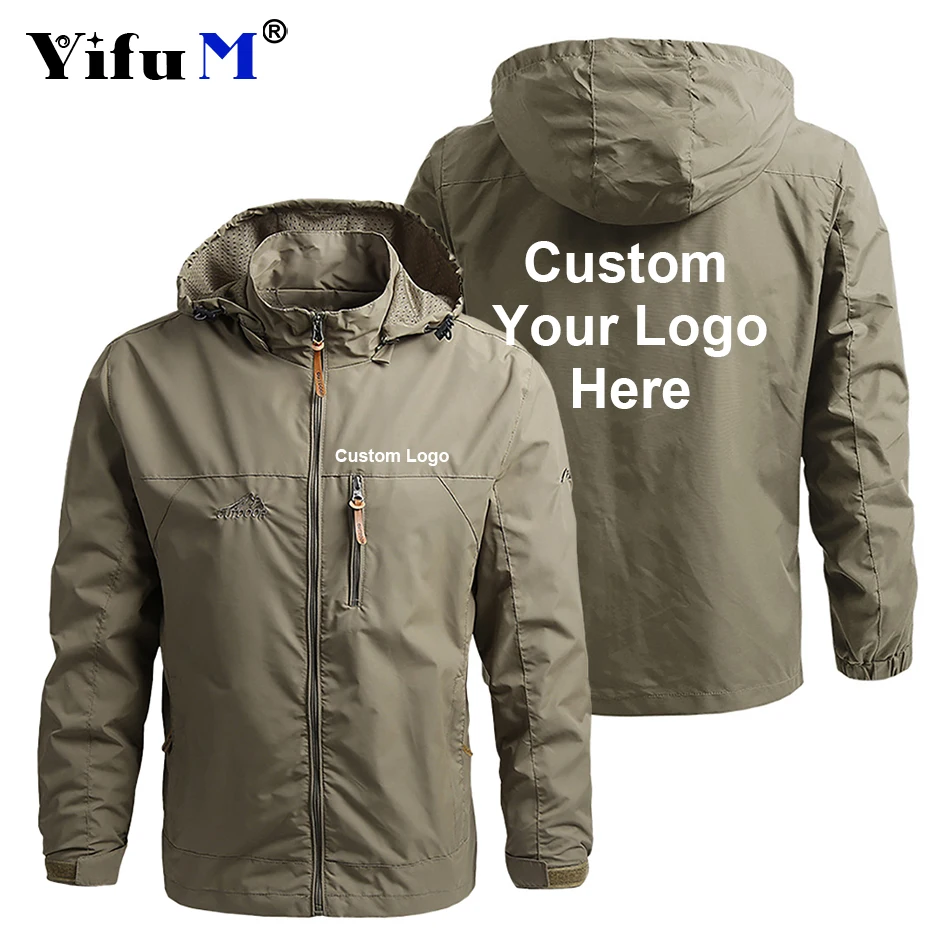 Personalizar tu logotipo hombres rompevientos chaquetas al aire libre prendas de vestir exteriores abrigo impermeable para hombres Sudadera con capucha hombres escalada 2024 DIY