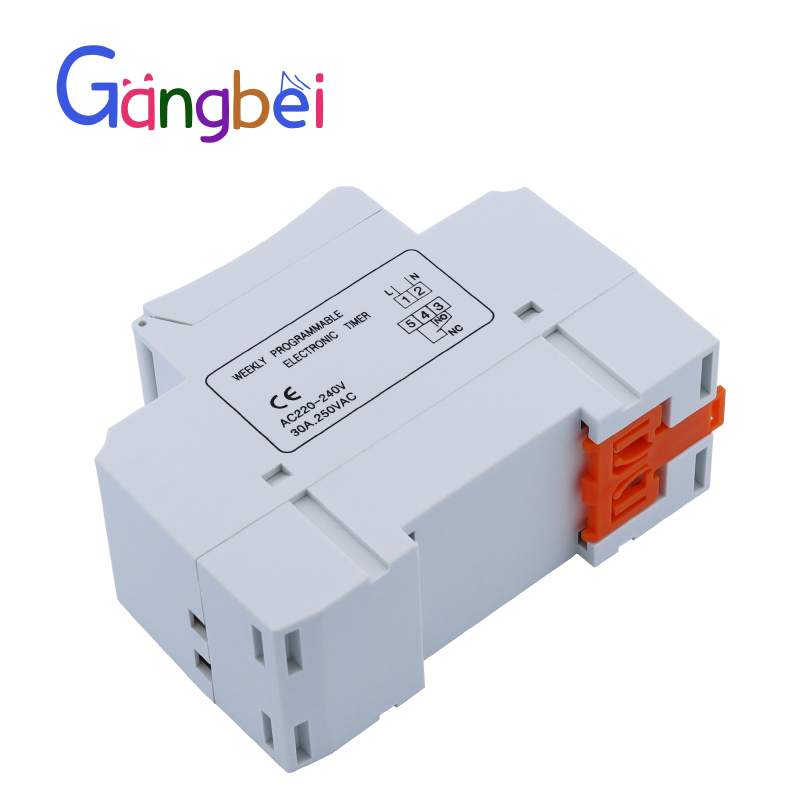 Hàng Tuần 7 Ngày Có Thể Lập Trình Thời Gian Kỹ Thuật Số Công Tắc Rơ Le Điều Khiển Hẹn Giờ AC 220V 230V 110V 24V 12V 16A 30A Din Ray Lắp