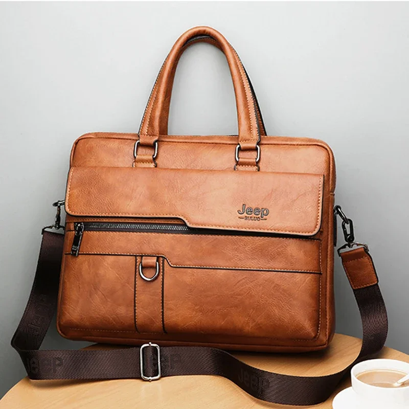 Business Men's Bags New Fashion Man's One Shoulder Handbag Horizontal Black Coffee Brown Crossbody Bag Business Briefcase