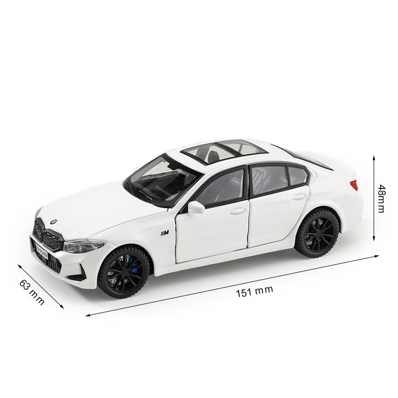 1/32 BMW 320i Sedan Miniature Diecast Toy Car Model Sound & Light Doors Openable Educational Collection Gift for Children Boy