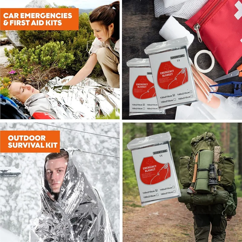 20PCS Emergency Blankets Gigantic Space Blanket 82.7 X 51 In. Survival Blankets Heavy Duty Camping Gear