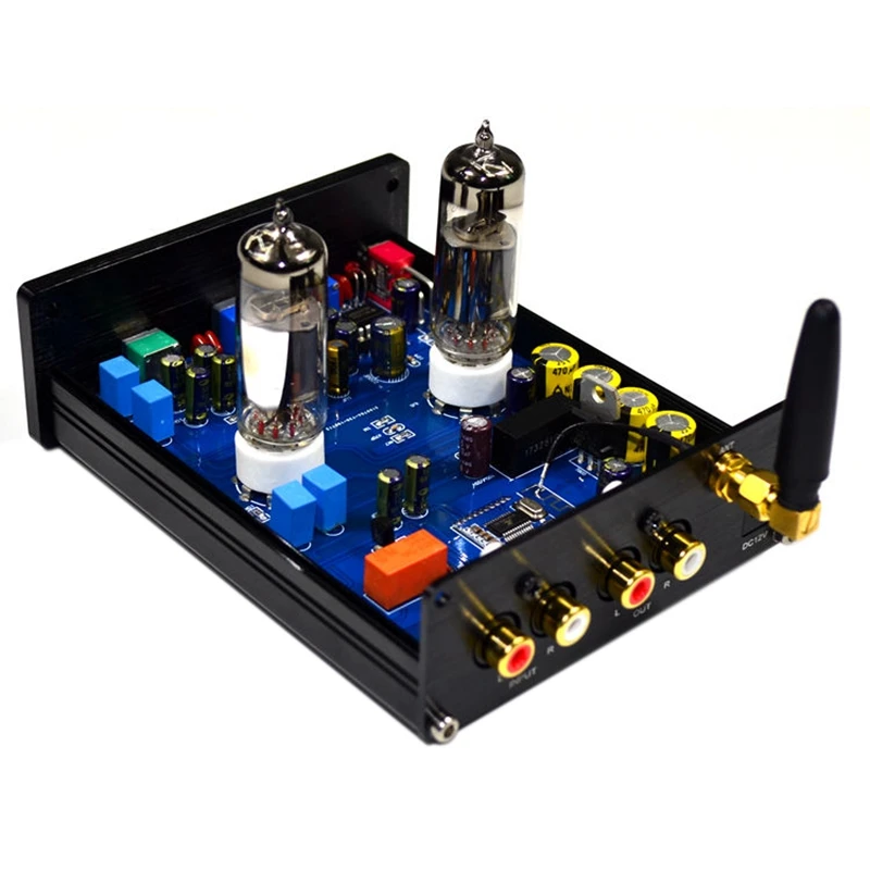Amplifier Stereo, Buffer Hifi 6J5 Bluetooth 4.2 tabung Preamp Amplifier dengan nada Bass Treble