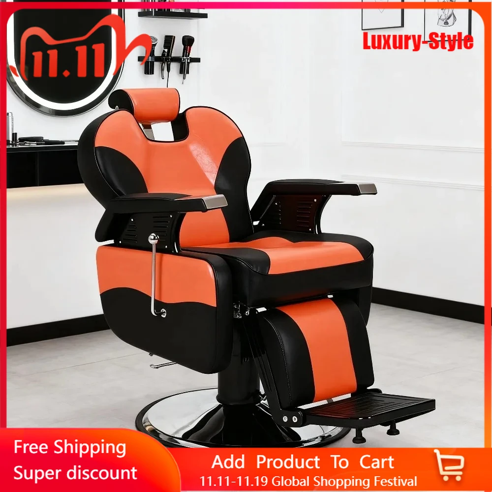 Heavy Duty Reclining Barber Chair, 360° Swivel & Height Adjustable & Supports up to 440lbs, for Barber Shop & Beauty Salon