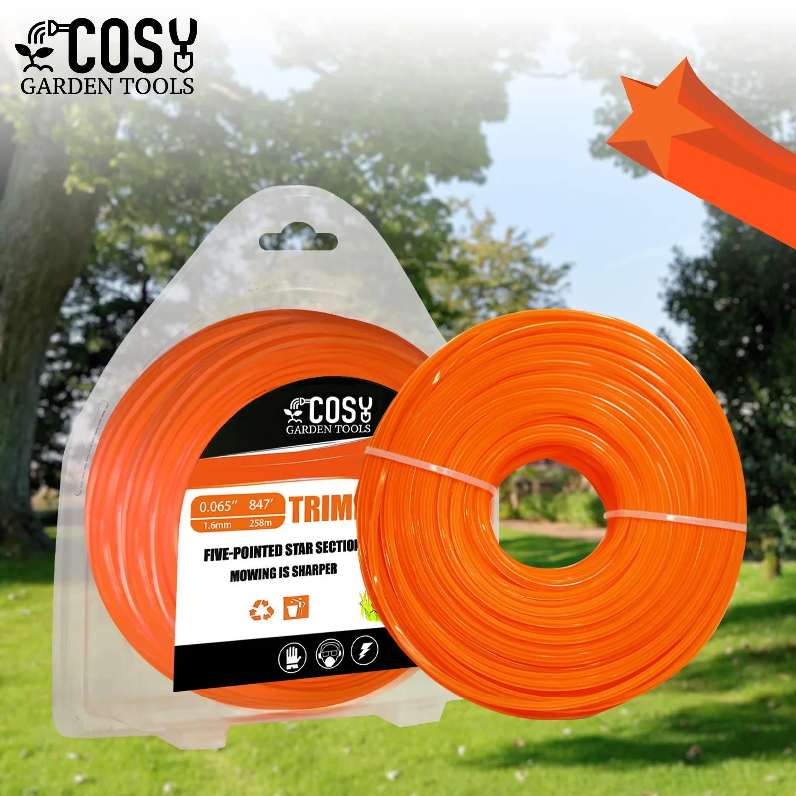 1 rollo de cortacésped de nailon de 2,7mm/3,3mm/4,0mm, cabezal cortador de cepillo, cortacésped, cuerda en forma de estrella, alambre de corte, accesorios para cortacésped
