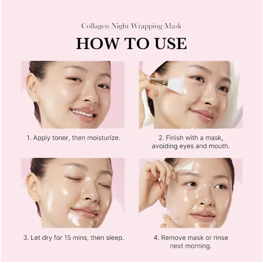 Korean Collagen Wrapping Peel Off Facial Mask Elasticity Hydration Reduces Sagging Dullness Hydrolyzed Collagen Skin Care