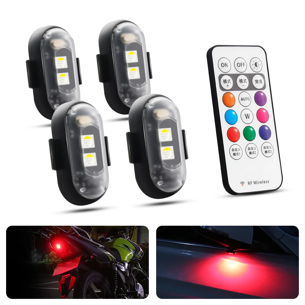 Xe Máy LED RGB Đèn Cảnh Báo Đa Năng Mini Đèn Báo Tín Hiệu Máy Bay Không Người Lái Có Điều Khiển Ánh Sáng Nhấp Nháy 7 Màu Đèn Báo An Toàn Đèn