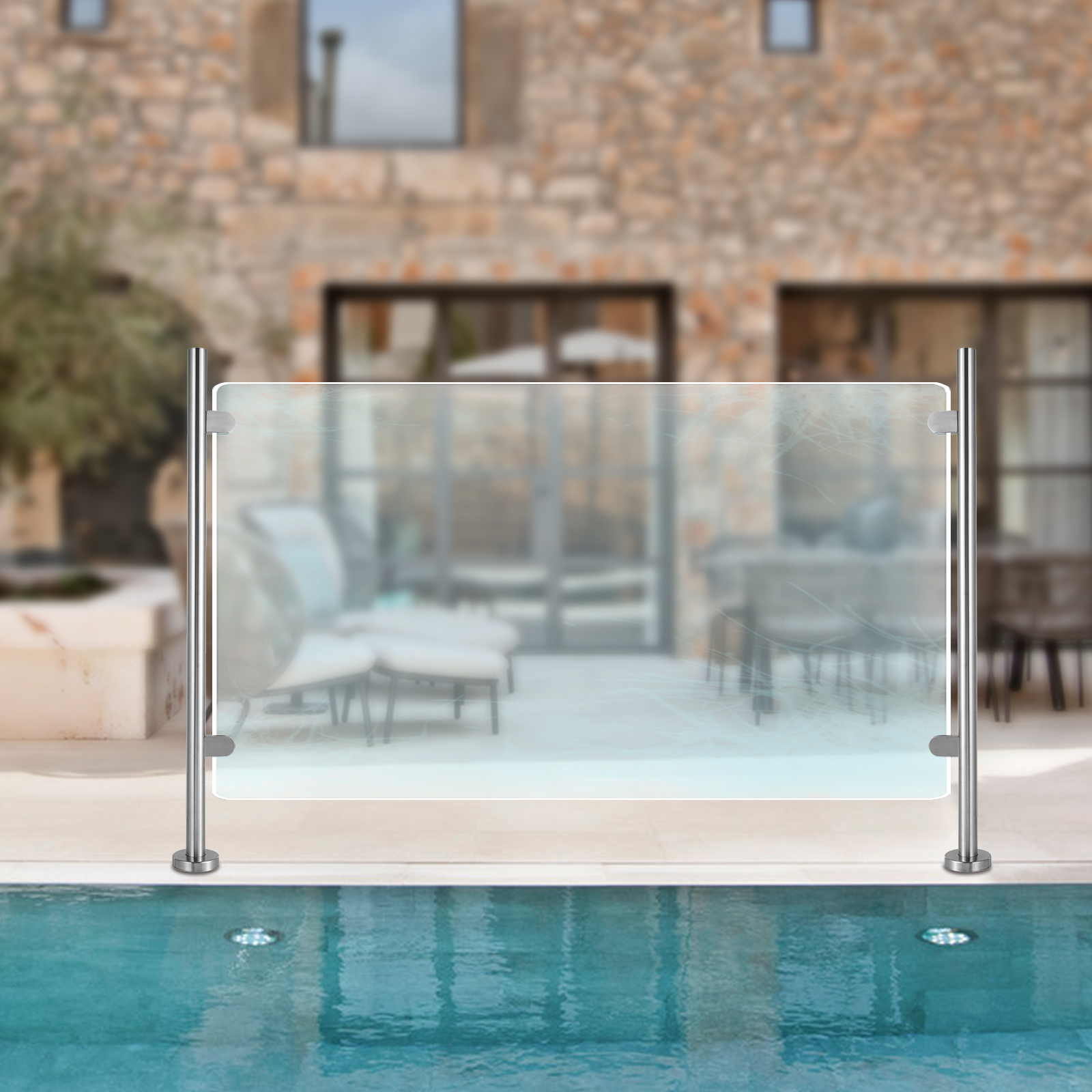 Stainless Steel Balustrade Posts Mid/ Corner/ End Grade Glass Clamps Railing End Column 110CM