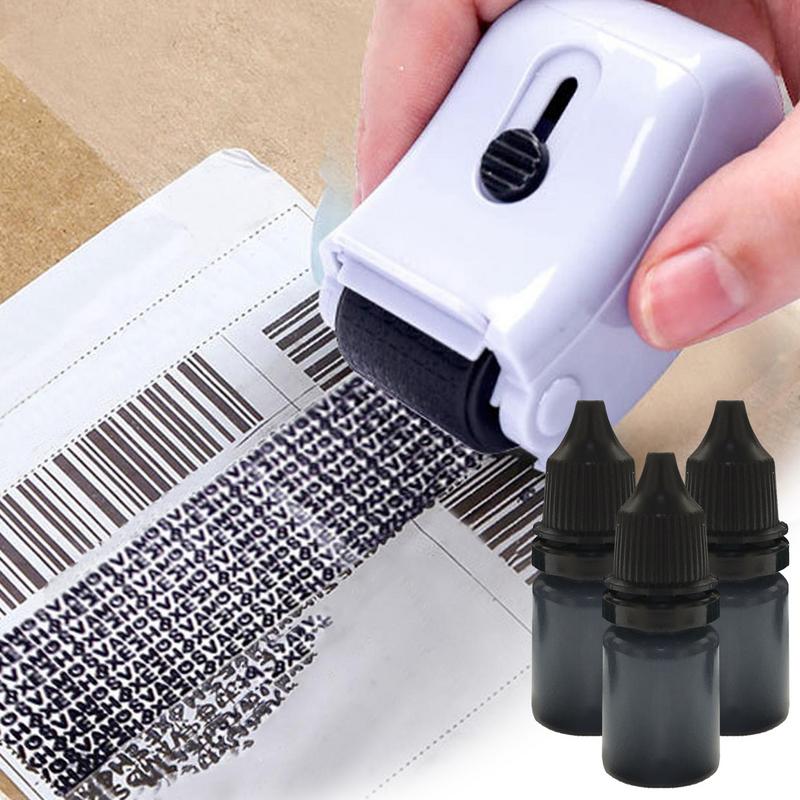 Eliminador de informações de recarga de tinta preta, tinta de substituição multiuso para carimbo, recarga de tinta, acessório prático de rolo de carimbo
