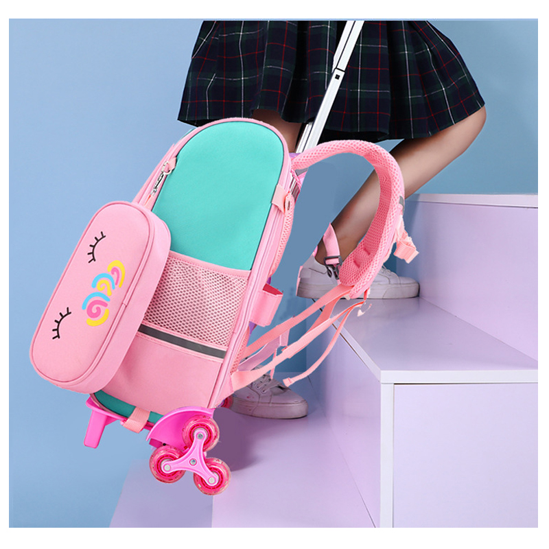 Cartoon-Einhorn-Schultaschen, Rucksack mit Rollen für Mädchen, Trolley-Tasche mit Rollen, für Studenten, Kinder, Rollrucksack, Trolley-Tasche