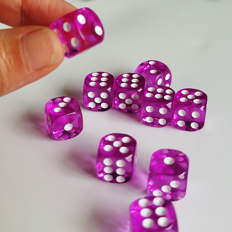 10pc/lot D6 Dice 6 Faces Dice Casino Table Game Dice Transparent Color Acrylic Dice D6 12mm Casino Dice Set