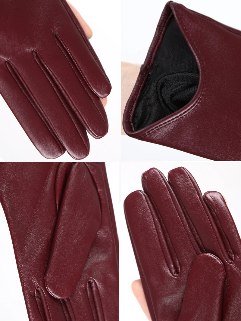 Moda cor acessórios de vestuário luvas de couro feminino, luva curta confortável feminino, luvas de inverno quentes-2001