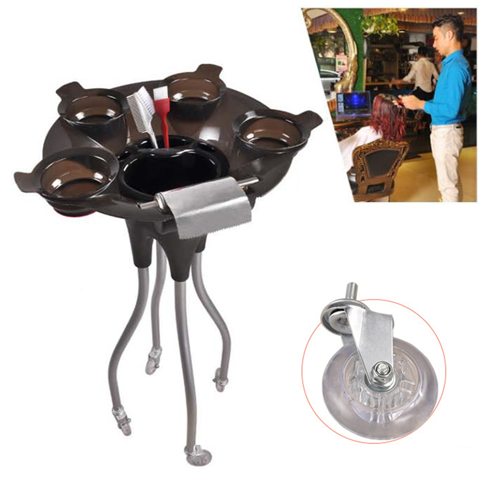 Beauty SPA Equipment Salon Rollwagen Friseur Barber Färbeschüssel Mobiles Ständerregal