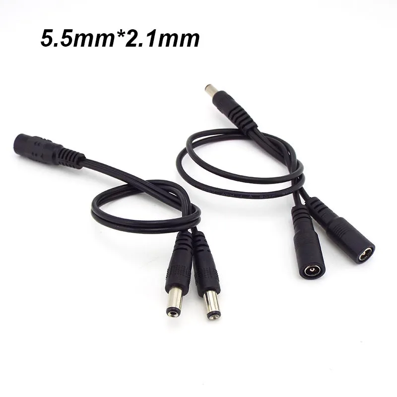 DC 12V 1 หญิง 2 ชาย Power Split Splitter Cable 2.1*5.5 มม.สําหรับกล้องวงจรปิดความปลอดภัยกล้อง DVR อุปกรณ์เสริม LED Light Strip