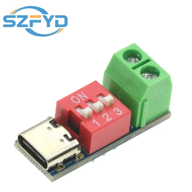 1-20 ชิ้น PD ชาร์จเร็วบอร์ดทดสอบ 5-20V ปรับ PD ทริกเกอร์โมดูล USB Type-C 100W เครื่องทดสอบแหล่งจ่ายไฟ