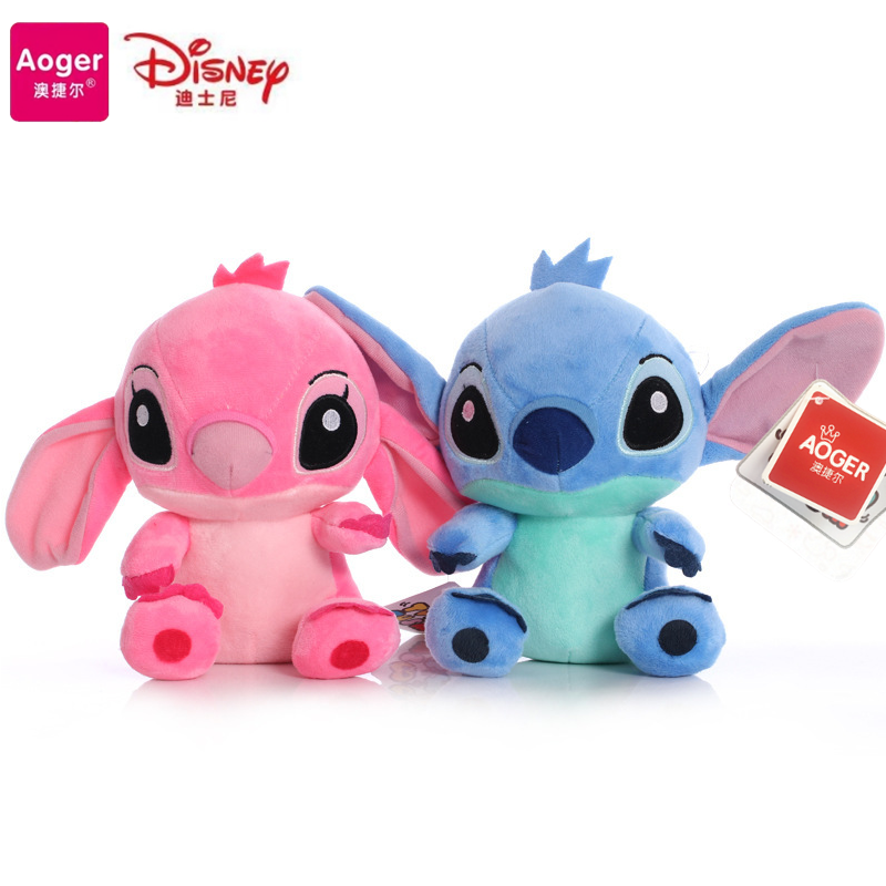 DISNEY Lilo & Stitch Plüschtiere Pink Lilo Blue Stitch Gefüllte Plüschpuppen Anhänger Spielzeug Modelle Süßer Junge Mädchen Geburtstagsgeschenk