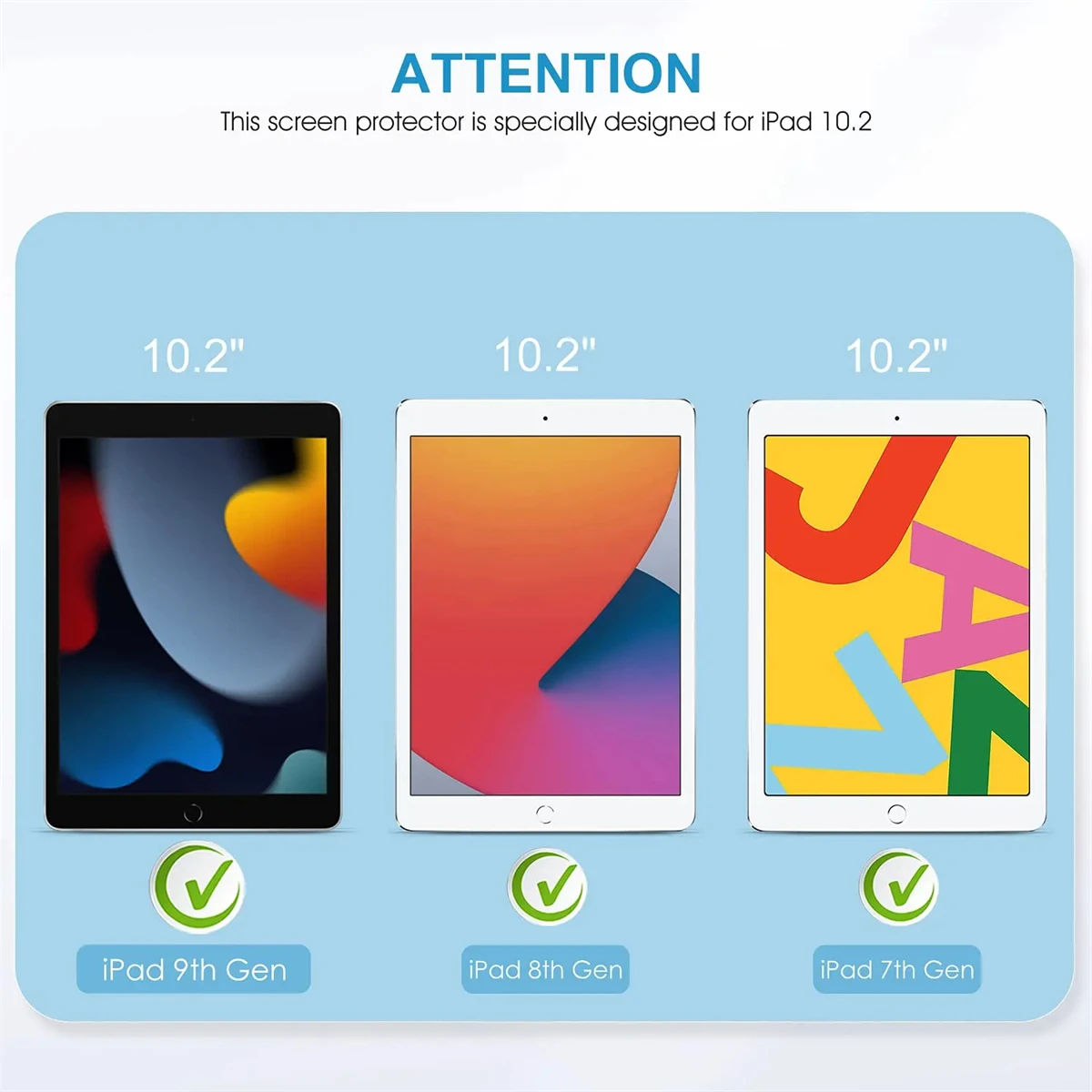 For iPad 9th 8th 7th Gen Screen Protector 10.2 inch 2021 2020 2019 Anti-scratch Anti-fingerprint Bubblefree Tempered Glass Flim