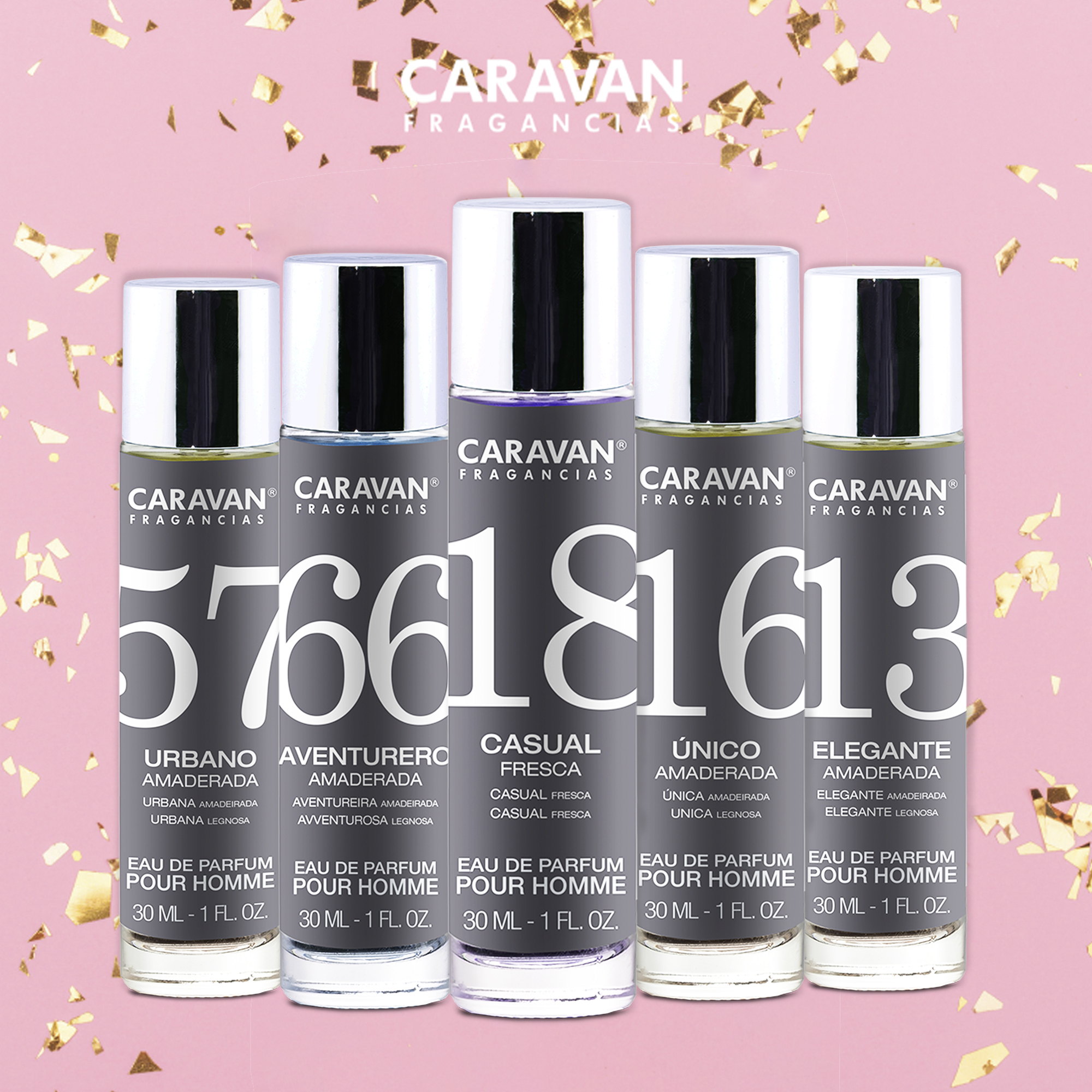 5X Caravan perfumes SURTIDOS de hombre Nº13 + Nº16 + Nº18 + Nº56 + Nº57.