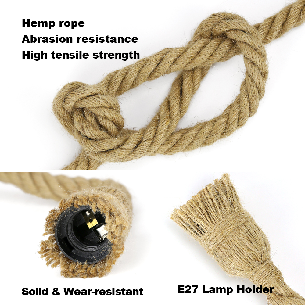 Vintage Retro Henneptouw Hanglampen Hanglamp E27 AC 85-265V Industriële Decor Thuis Restaurant Hanglamp Edison Hanglamp