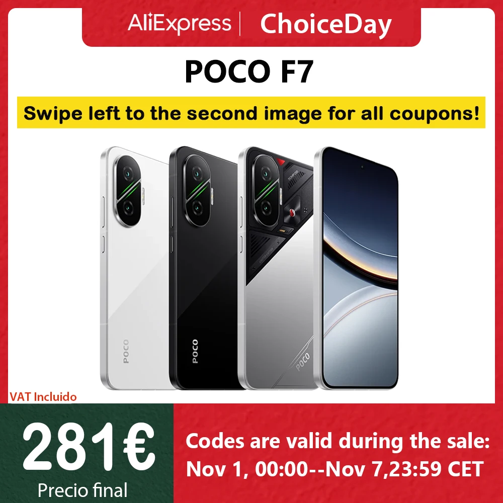 Smartphone POCO F7 5G NFC Snapdragon ® Batteria 8S Gen 4 6500mAh 90W 6,83 1,5 K 120Hz AMOLED Fotocamera 50MP