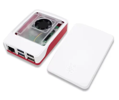 Raspberry pi 5 case, vermelho, branco, abs shell com controle de temperatura, ventoinha, empilhamento, para rpi 5 pi5