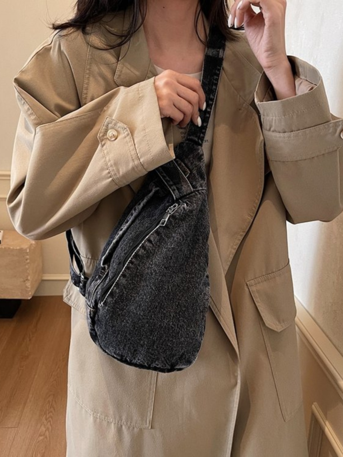 Bolsa Transversal de Lona Jeans Retrô Estilo Casual Simples para Homens e Mulheres ande Capacidade Mochila Moderna de Ombro...