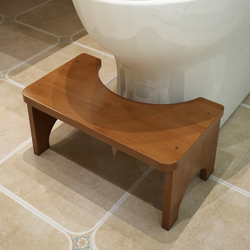 Taburete de baño antideslizante sin instalación, taburete de inodoro en cuclillas de bambú mejorado para adultos y niños