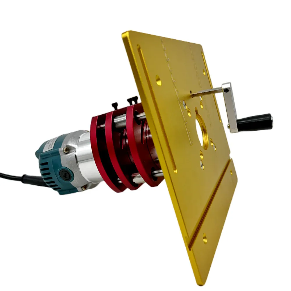Router Lift Kit W/อลูมิเนียม Router แผ่นสําหรับเส้นผ่านศูนย์กลาง 65 มม.มอเตอร์ไม้ Router Table Workbench Trimmer แกะสลักเครื่อง