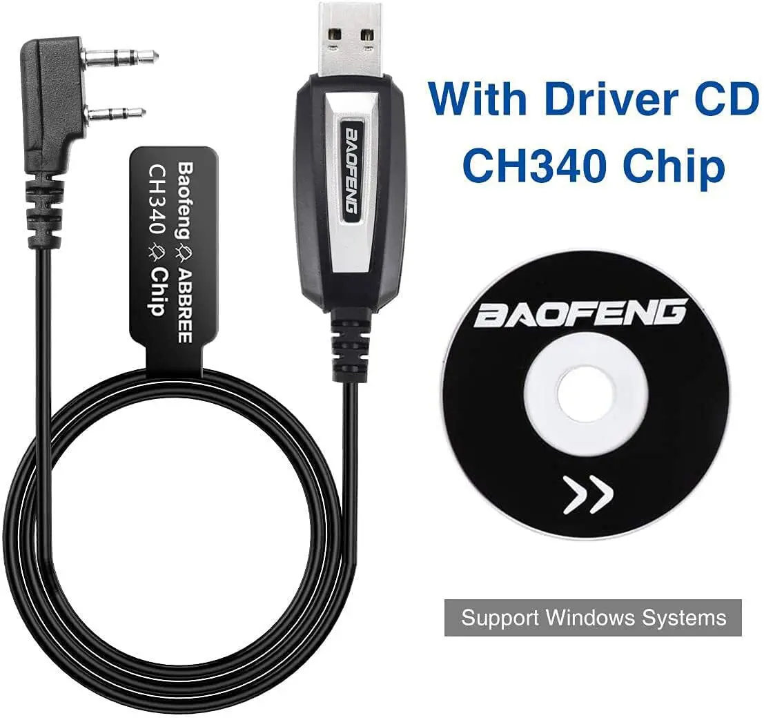 USB-кабель для программирования CH340, совместимый с компакт-диском с драйверами для BaoFeng UV-5R BF-F8HP 5RM UV-21R GMRS UV-5G Plus GM-15PRO GM-5RH