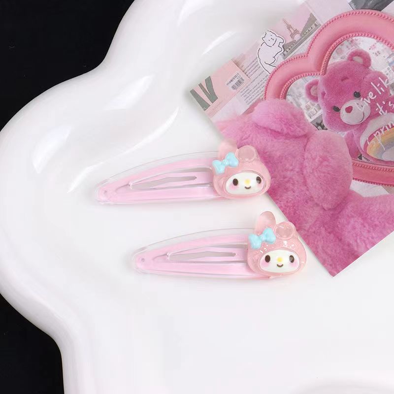 2 ชิ้น Sanrio สาวผมคลิป Kawaii Mymelody Kuromi Cinnamoroll Hairpin เด็กอุปกรณ์เสริมผมของขวัญ