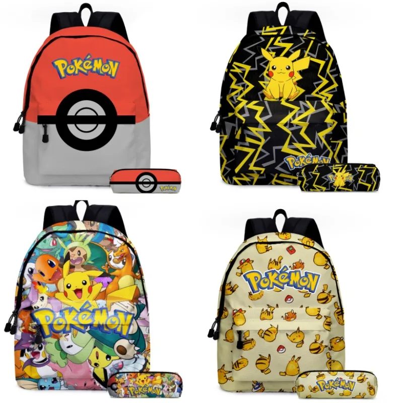 MINISO Pikachu Cartoon Backpack Dwuczęściowy Pokemon Student School Bag Pencil Bag Elf Pokémon Lunch Bag Cartoon School Bag Mochila