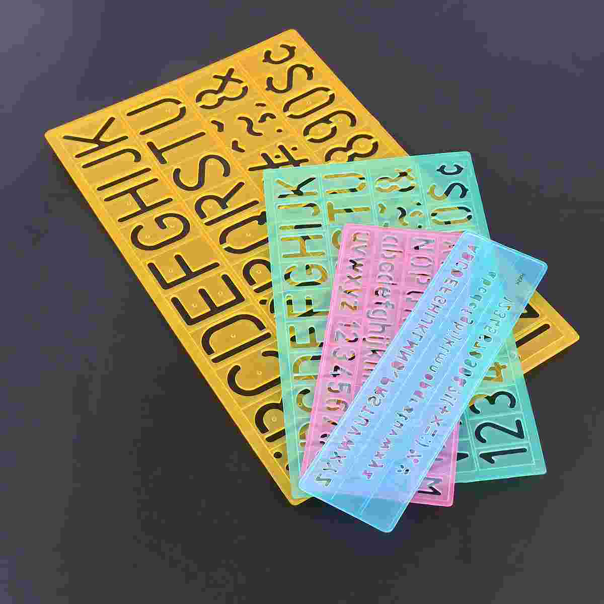 4pcs Alphabet Templates Letter Stencils Graffiti Ruler Kids Hollow Alphabetic Symbols Rulers Drafting Supplies Plastic School
