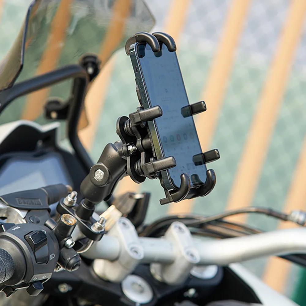 バイク用携帯電話ホルダー 360 °   耐衝撃 GPS ブラケットクリップ乗馬スクーター自転車バイクアクセサリー 4-6.7 インチ携帯電話用