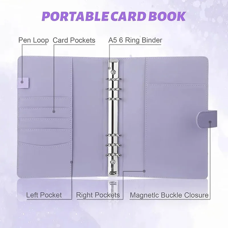 25pcs 페이지 (4 그리드) 사진 카드 A5-Binder Kpop 사진 앨범 아이돌 카드 루스 리프 수집 도서 바인더 바인더 Photocard 홀더