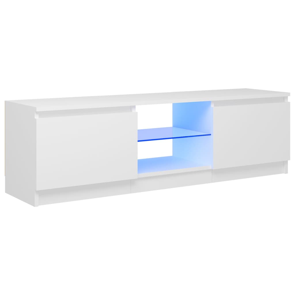 Móvel TV com luzes LED Branco 120x30x35,5 cm