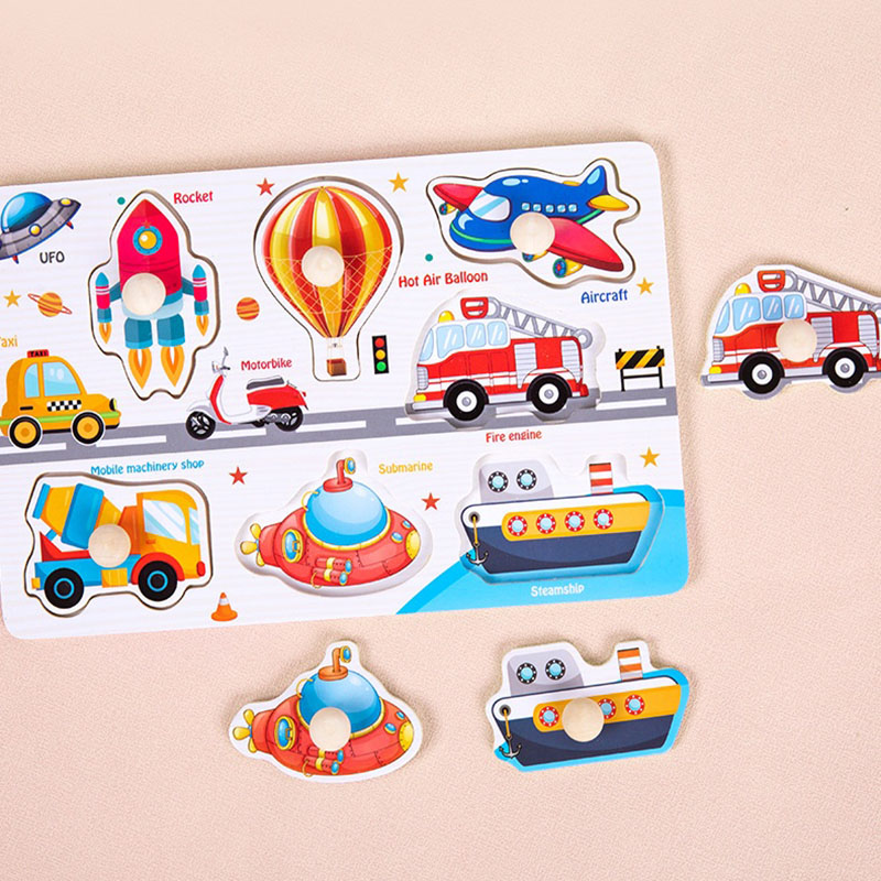 Dzieci zabawki edukacyjne Montessori dla dzieci drewniane Puzzle Cartoon zwierząt owoce kształty nauka ręka chwyć pokładzie układanki gry
