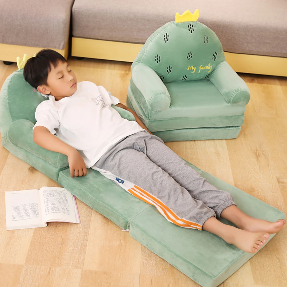 Sofá infantil 2 em 1, sofá conversível para espreguiçadeira, extra macio, cadeira aberta, sofá-cama, animais fofos