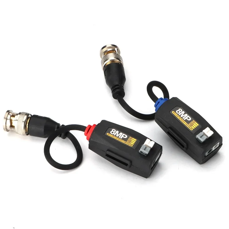 1 par de conectores Balun de vídeo BNC de 8MP, transmisión de par trenzado, transmisor, Cable Cctv, compatible con cámara HD de 8MP AHD/CVI/TVI