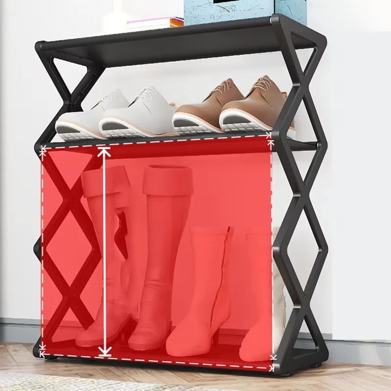 Foldable Shoe Rack Dustproof 4-Tier Space Saving Organizer for Living Room Entryway Bedroom Assembly Storage Frame Home Supplies