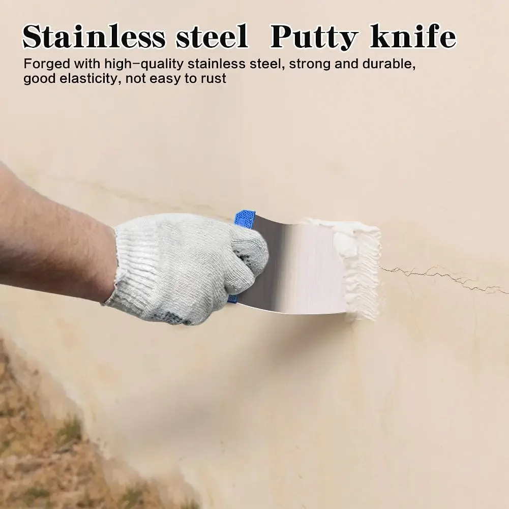 4 unids/lote raspador masilla cuchillo hoja herramientas de pintura mano enyesado hoja de limpieza pala para papel tapiz/calcomanías/acabado de paneles de yeso