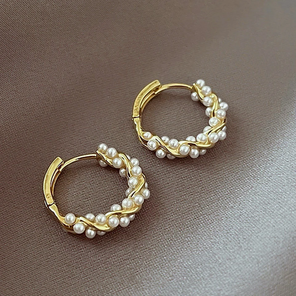Yupsk Französisch Imitation Perle Kreis Ohrring Kleine Runde Creolen Für Frauen Exquisite Textur Ohrringe Schmuck Mädchen Geschenk