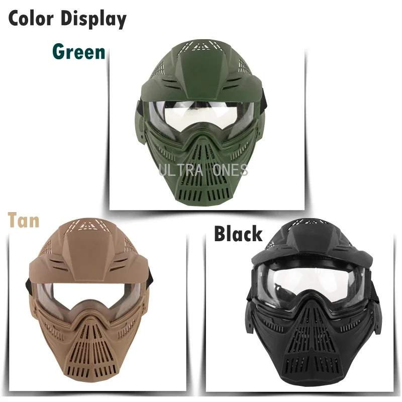 Tactical Mask with Lens Shooting Paintball Training Cs Wargame Full Face Mask Protection Airsoft Combat  Masks Goggles Set