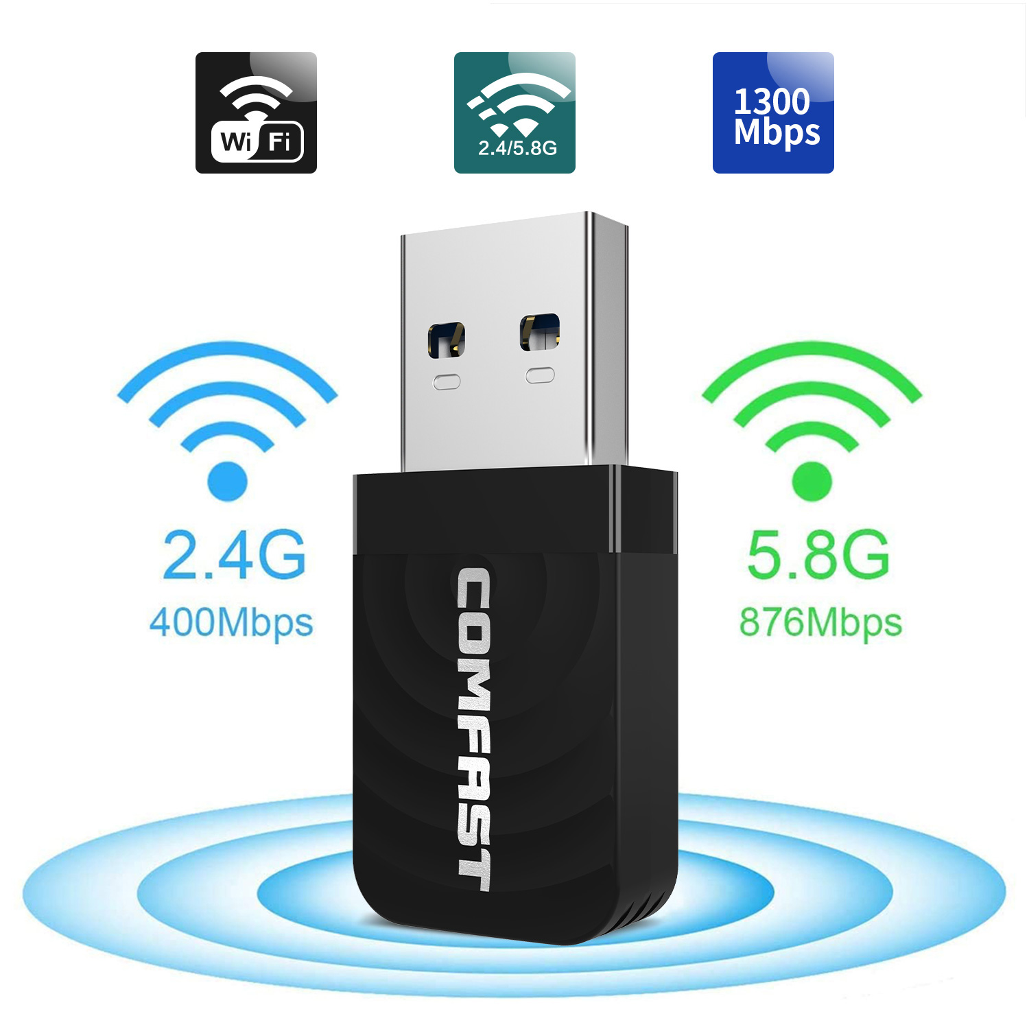 Tarjeta Adaptador Wifi de red Usb de 1300Mbps, 5Ghz, Usb 3,0, Lan, Ethernet, antena Dongle Wi-Fi, Adaptador Wifi de doble banda para ordenador portátil y de escritorio