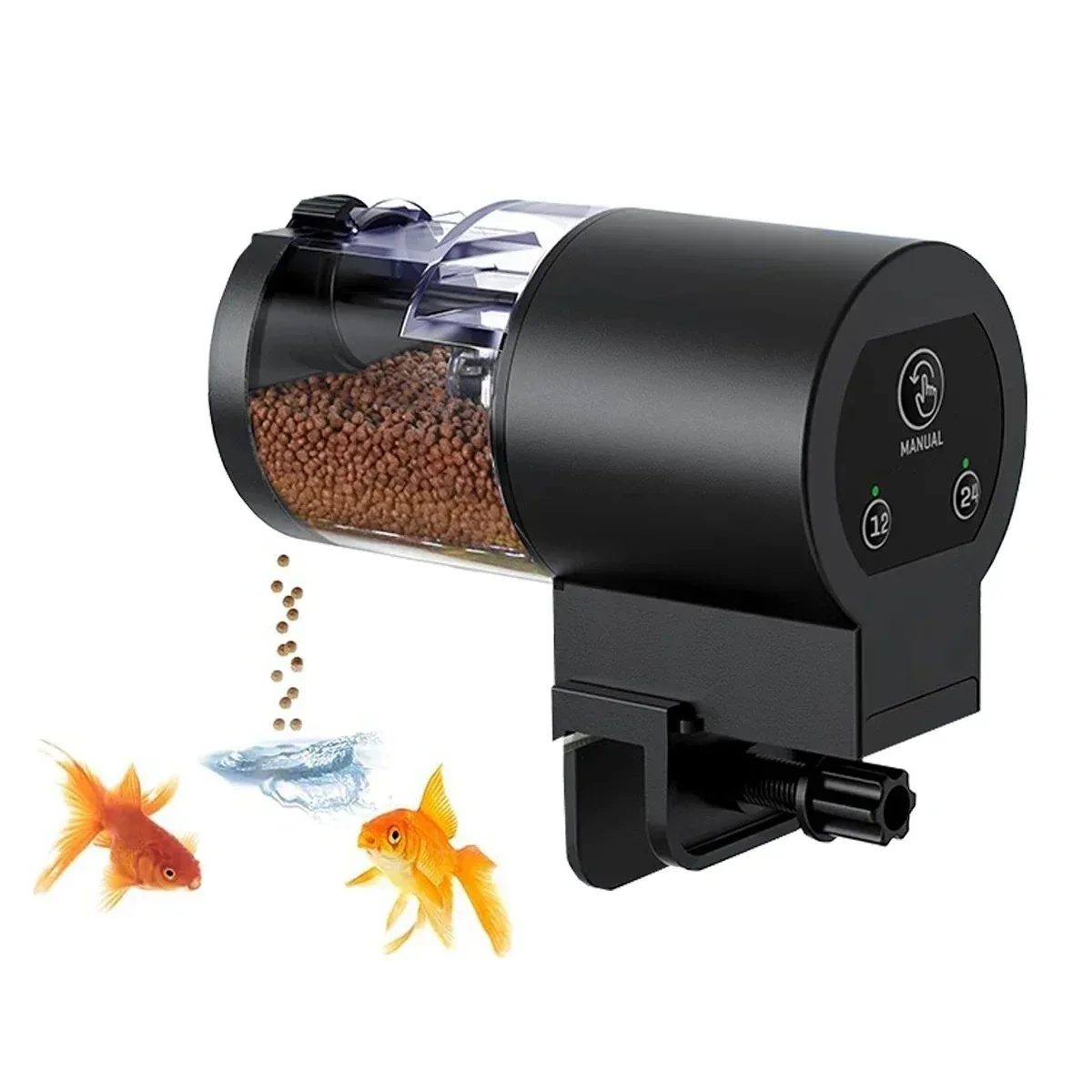 2025 Automatische visvoeder 100 ml - Digitale programmeerbare aquariumvoedseldispenser met timer, IP66 waterdicht voor vijver-/schildpadtanks