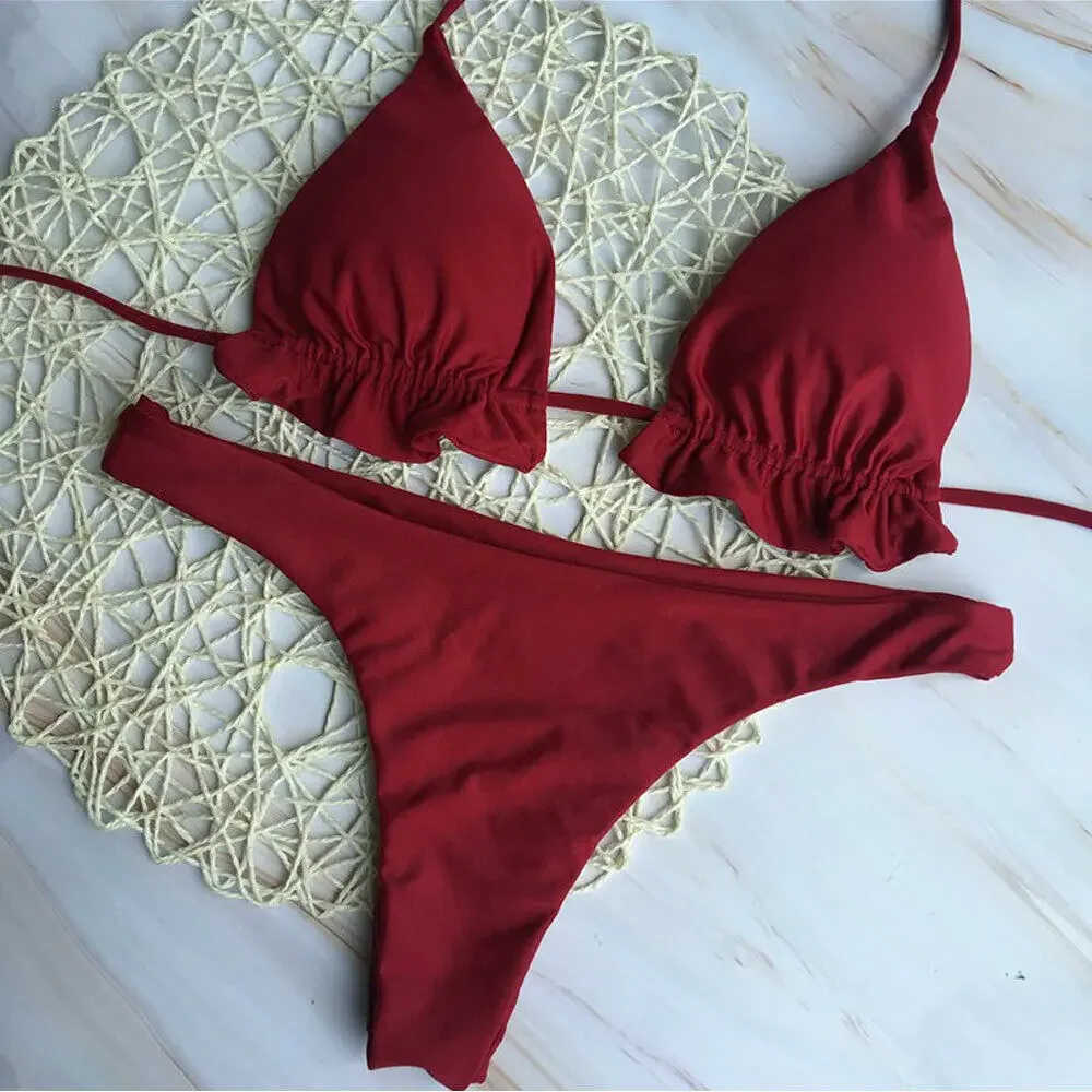 2024 été brésilien Bikini ensemble femmes Sexy à lacets pansement push-up maillots de bain haut string ensemble maillot de bain maillot de bain maillots de bain